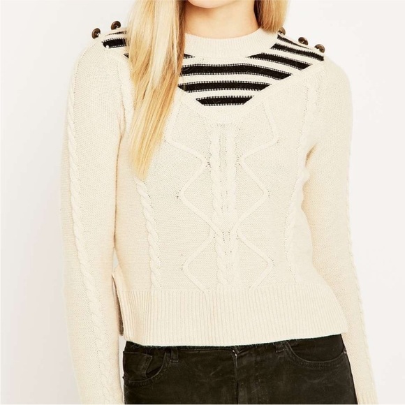 Alice & UO NWT Gitane Crewneck Cable Button Stripes Cotton Blend Knit Sweater S - Picture 13 of 15